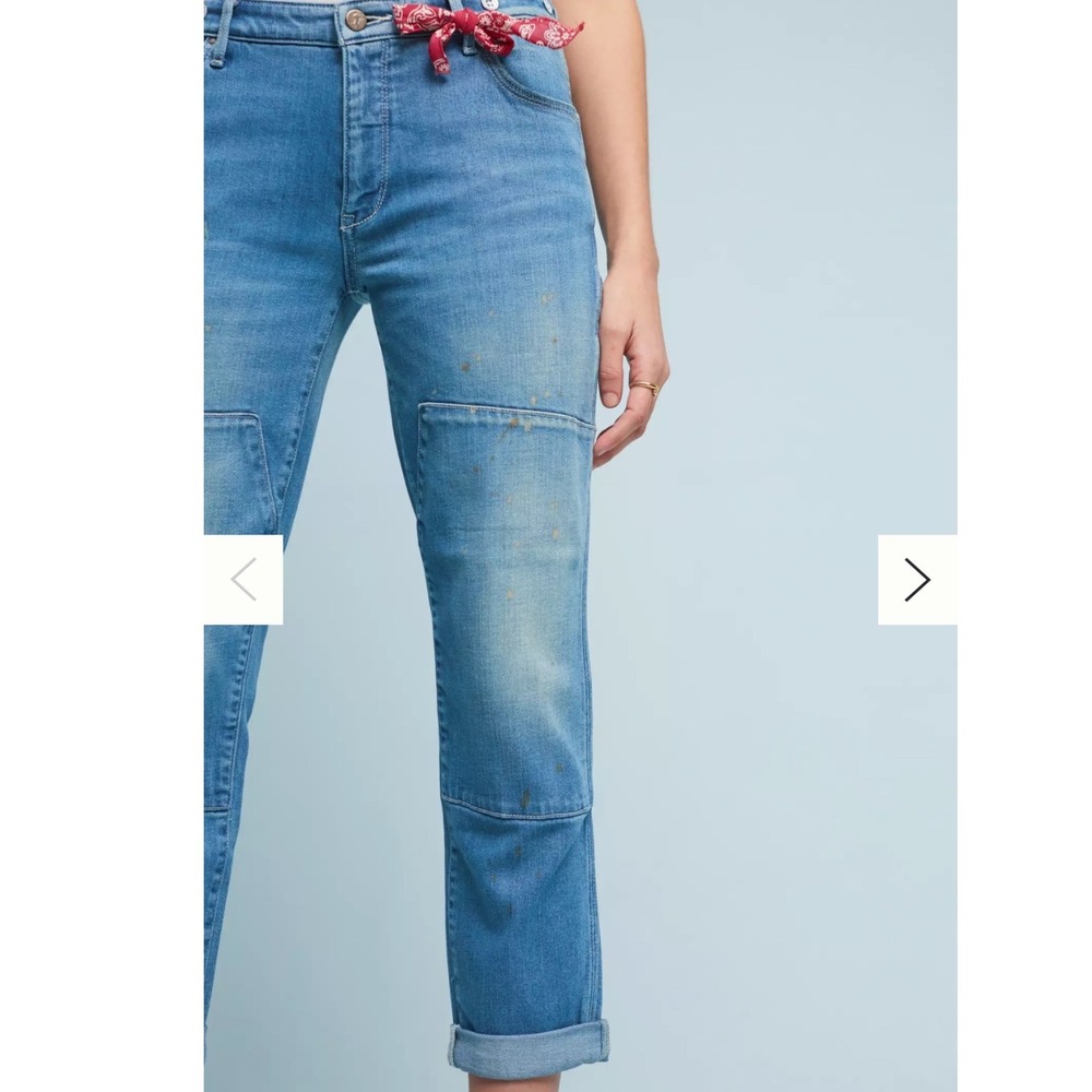 Pilcro Anthropologie High Rise Carpenter Paint Splatter Light Wash Jeans 31